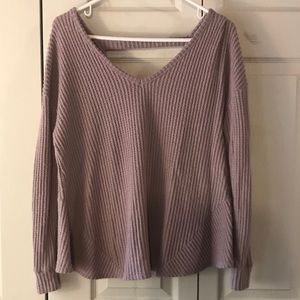 American Eagle mauve waffle sweater